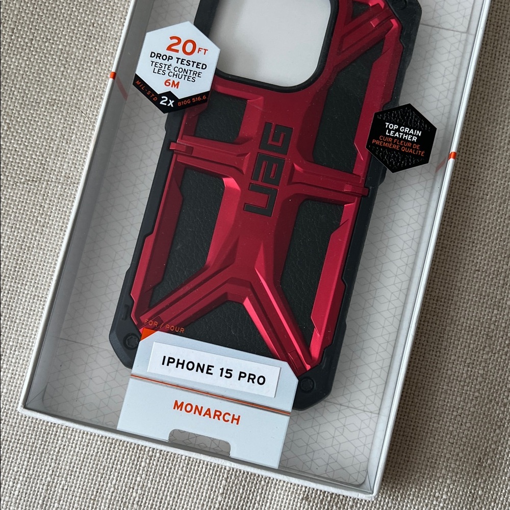 UAG Monarch Series iPhone 15 Pro Case - Red and Black - Picture 2 of 3